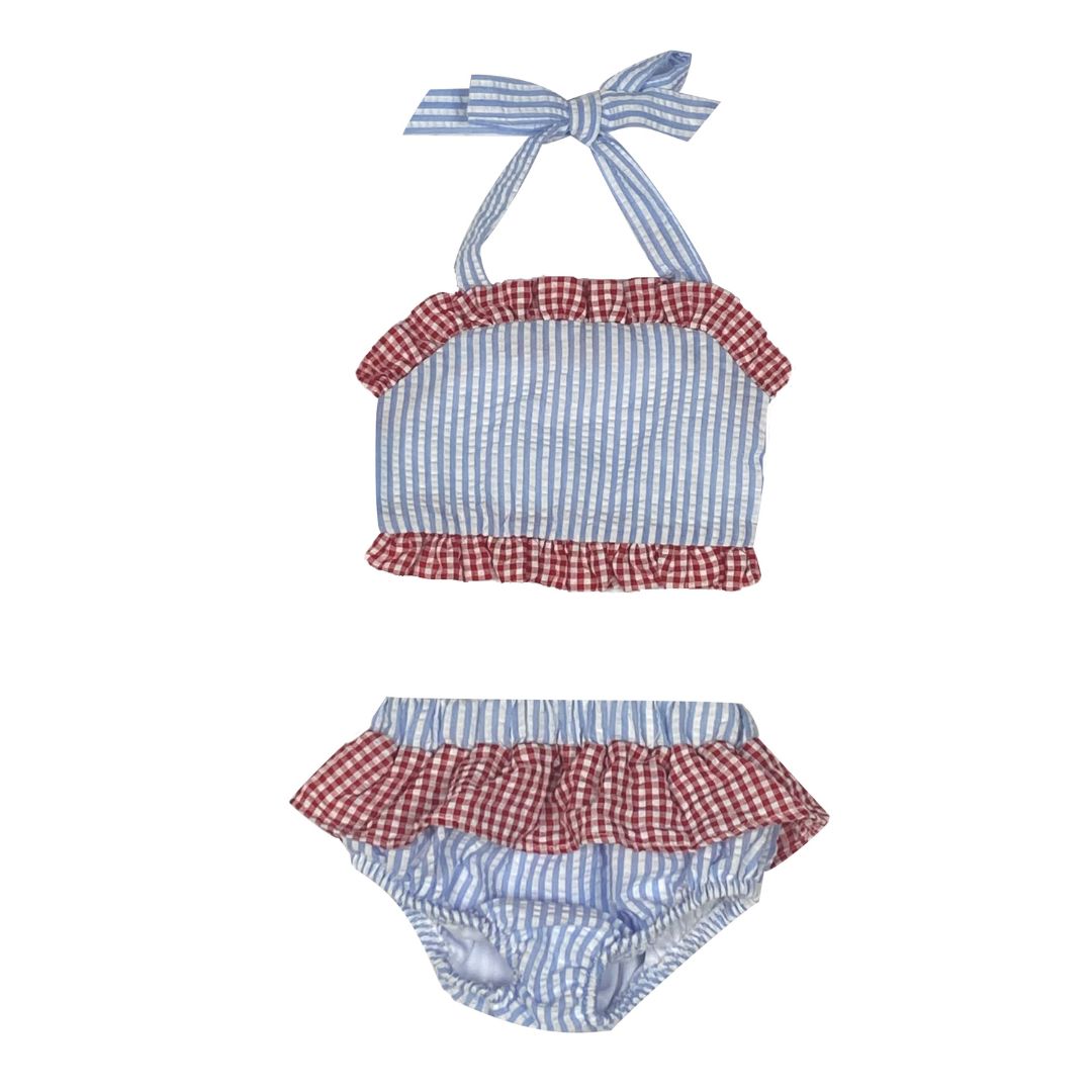 Seersucker One Piece and Two Piece Swimsuits