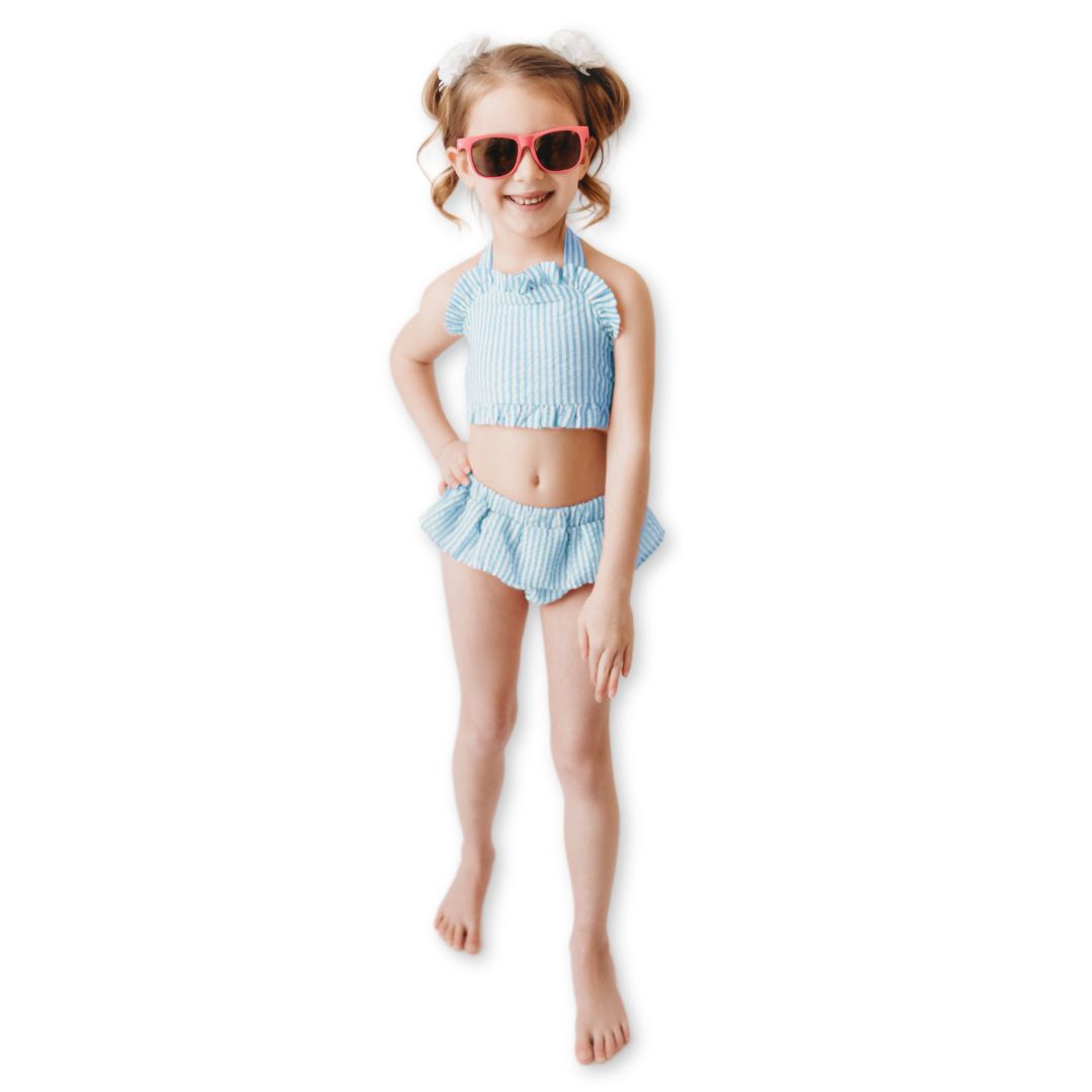 Seersucker One Piece and Two Piece Swimsuits