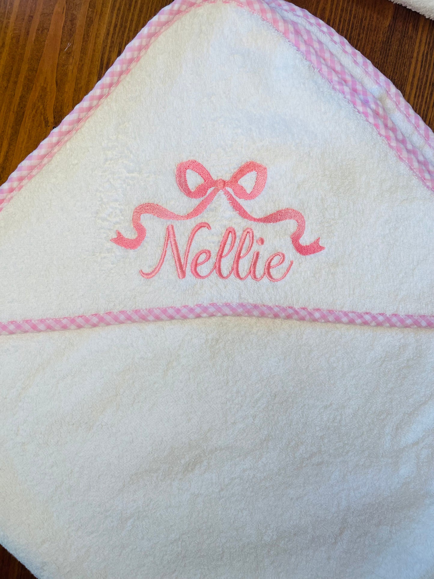 Gingham Trim Hooded Towel