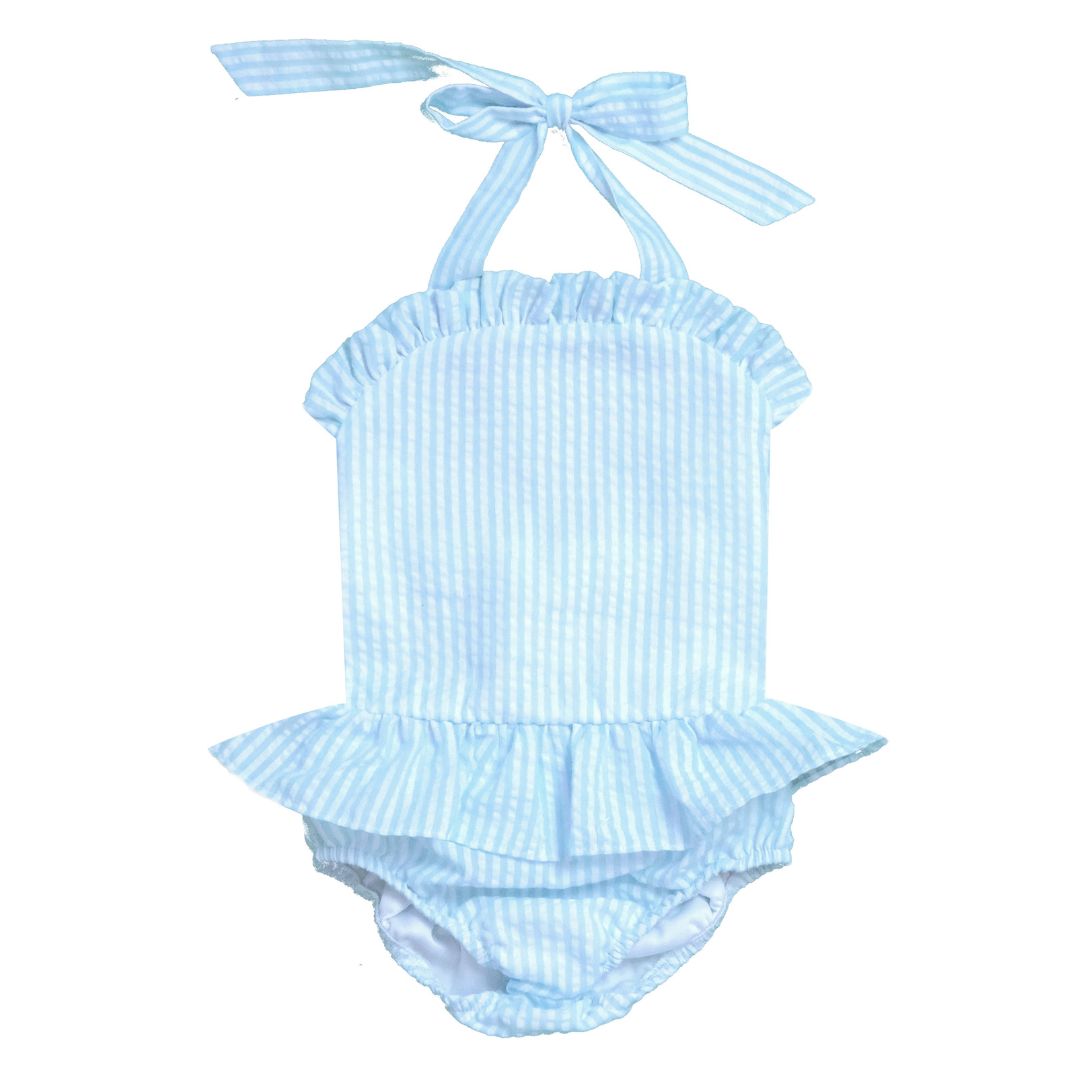 Seersucker One Piece and Two Piece Swimsuits