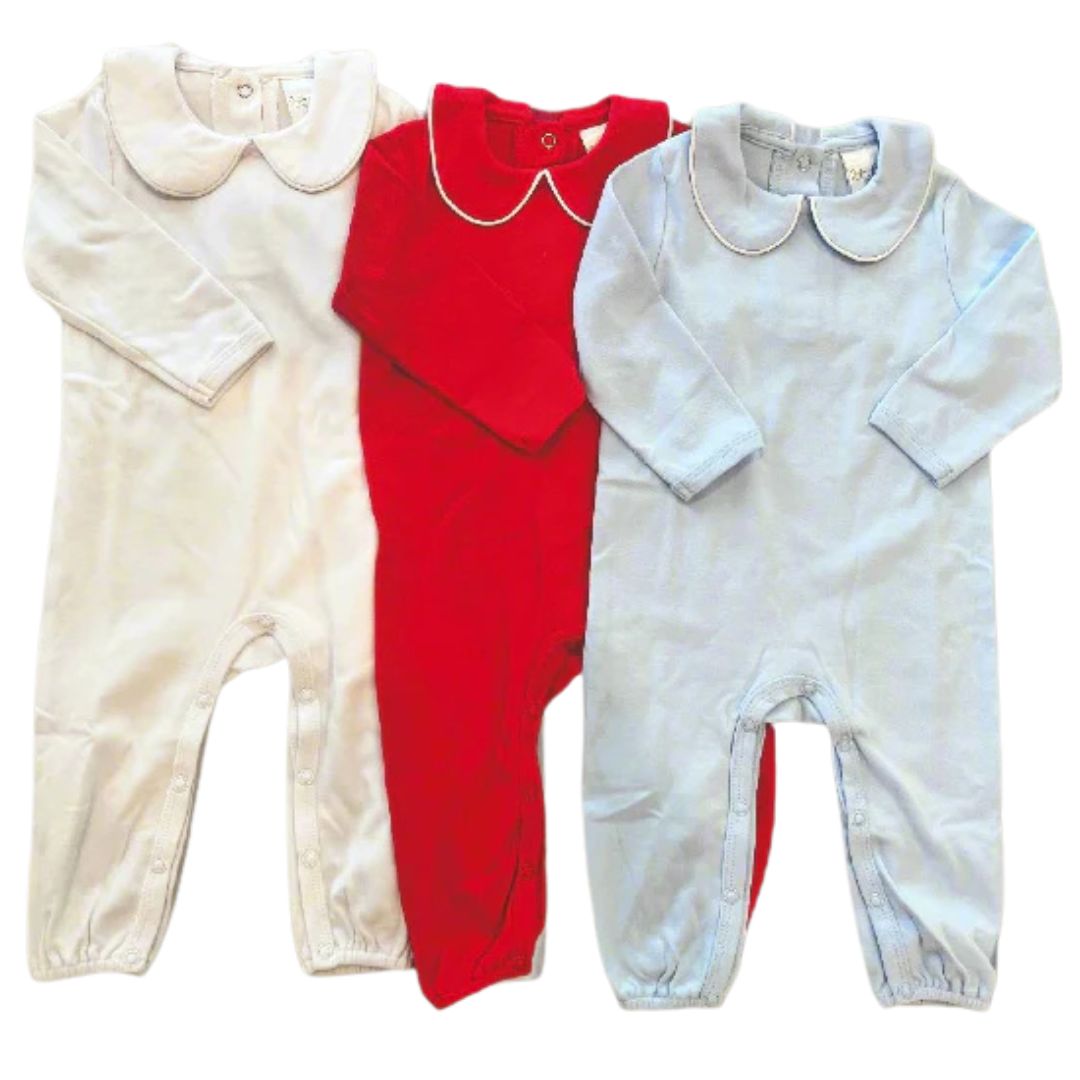 Christmas Boys Piped Edge Collared Romper