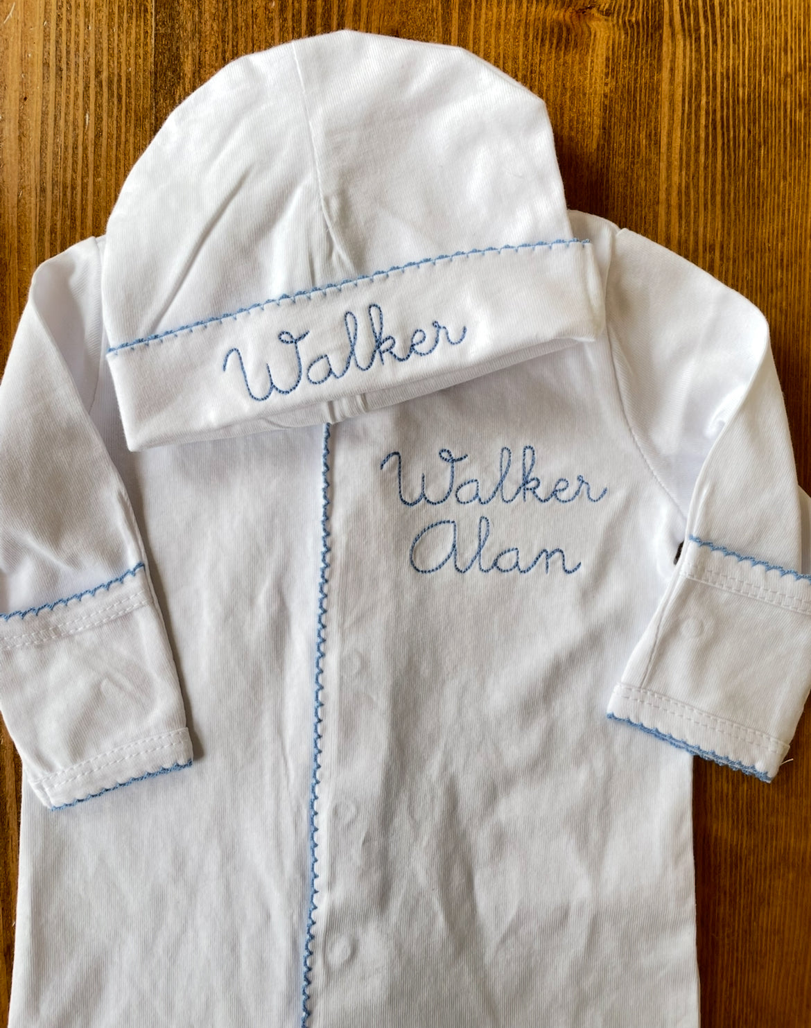 The Walker Picot Trim Footie Set
