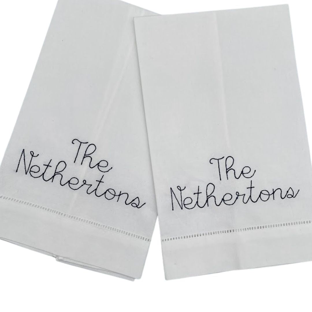 Hemstitch Kitchen Towel - Eliza Quick Stitch Font