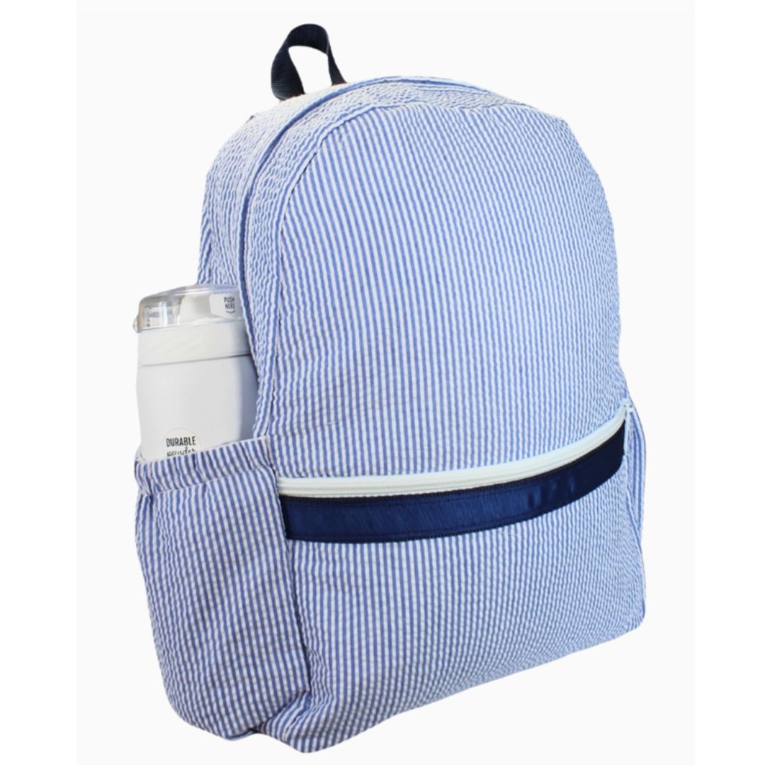 Custom Mint Seersucker Backpack with Pocket