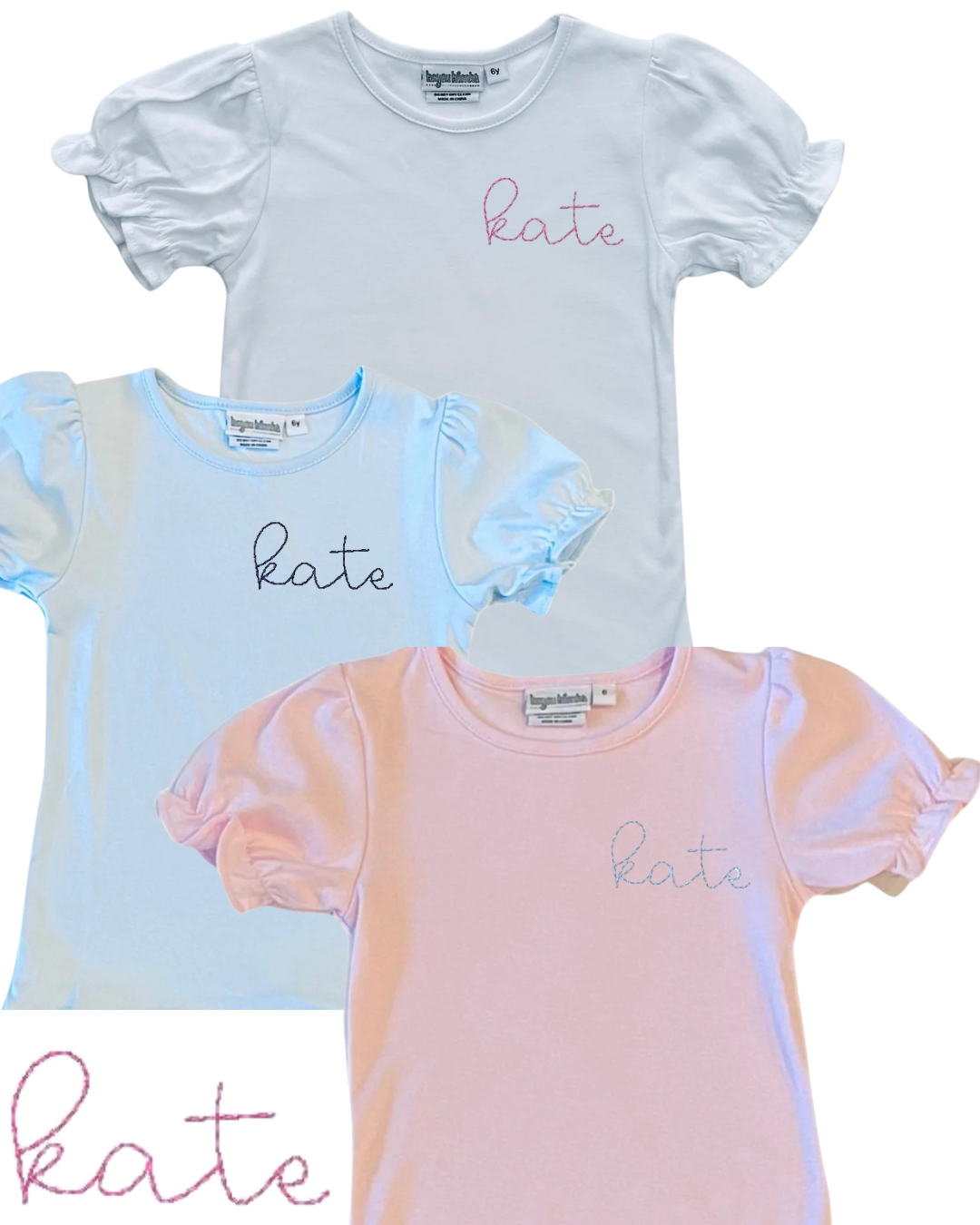 Simple Name T Shirt 3 Pack - Girl