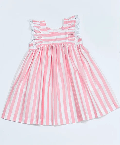 Girls Pink and White Stripe Dress