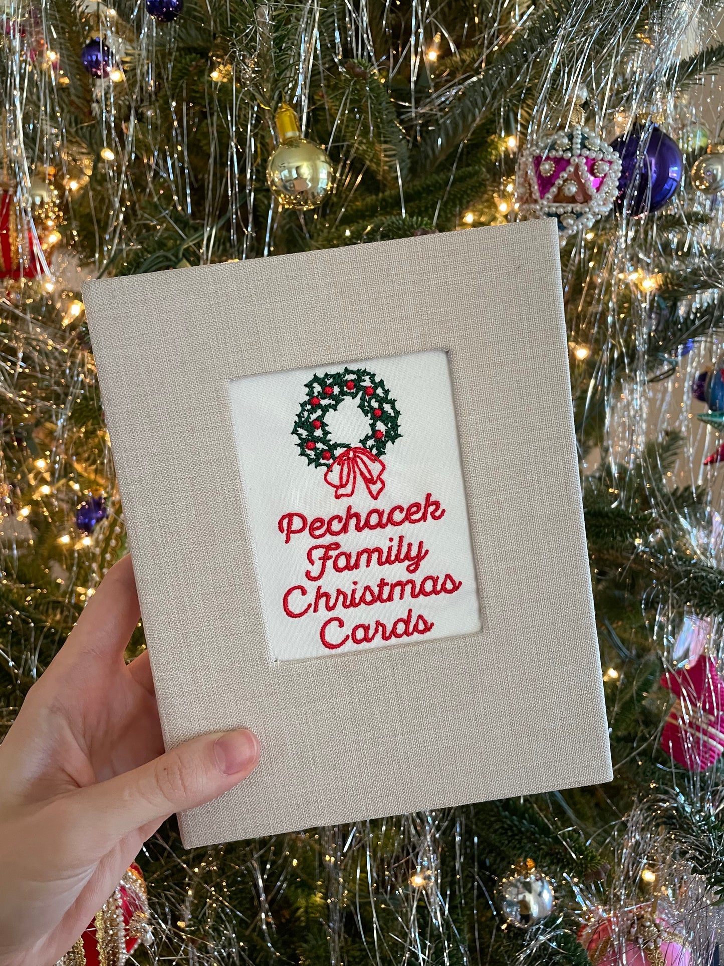 Linen Christmas Card Album Book