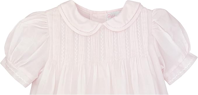 Feather and Pintucks Dress, Bloomers and Bonnet