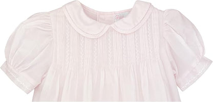 Feather and Pintucks Dress, Bloomers and Bonnet