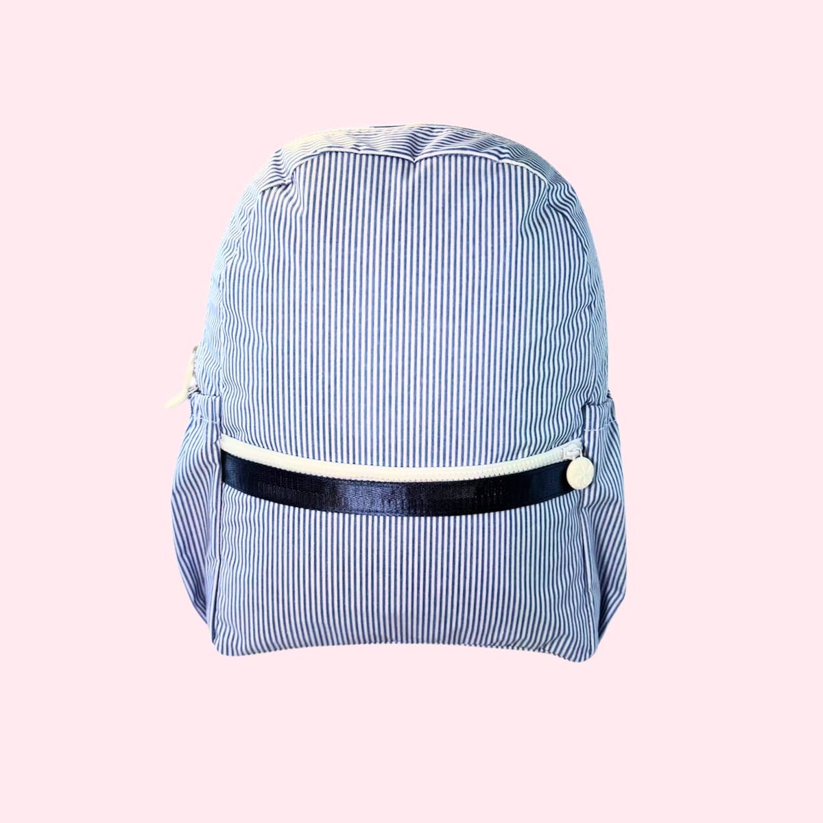 Navy Preppy Stripe ~WIPEABLE~Medium Backpack w/ Pockets