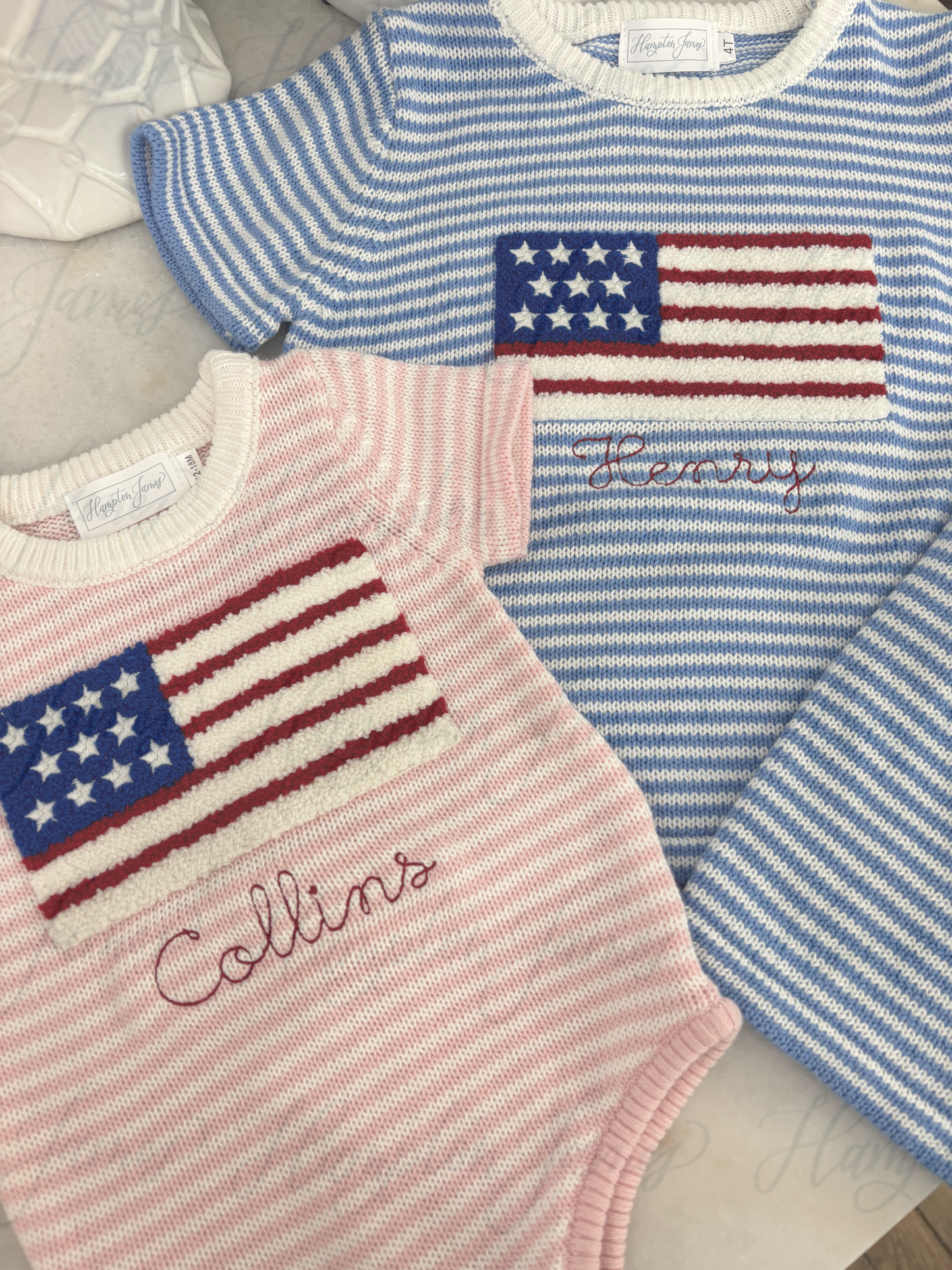 *June arrival* Freedom Flag Knit Bubble - Pink and Blue