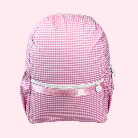 Wipeable Pink Gingham Medium Backpack w/ Pockets