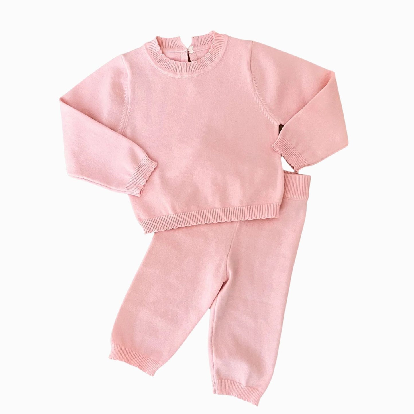 Scallop Organic Cotton Knit Set - OCTOBER TAT