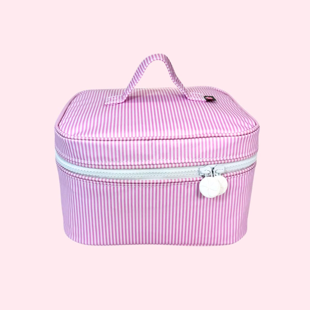 Pink Preppy Stripe ~WIPEABLE~ Train Case | Mint