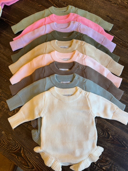 Long Sleeve Knit Ruffle Romper