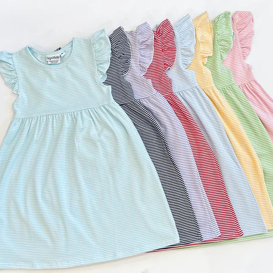 Colorblock Knit Stripe Flutter Sleeve Dress, Shirt and Bubble