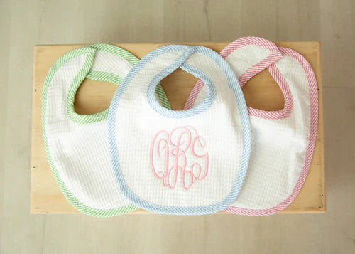 Custom Seersucker Edge Waffle Cone Bib & Burp Cloth