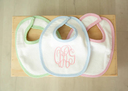 Custom Seersucker Edge Waffle Cone Bib & Burp Cloth