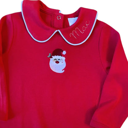 Christmas Boys Piped Edge Collared Romper