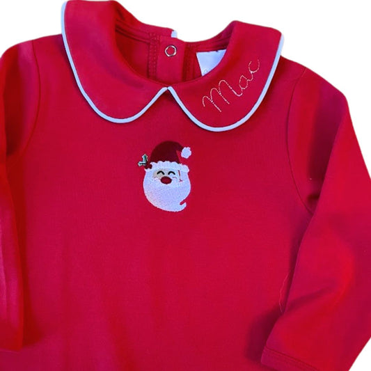Christmas Boys Piped Edge Collared Romper