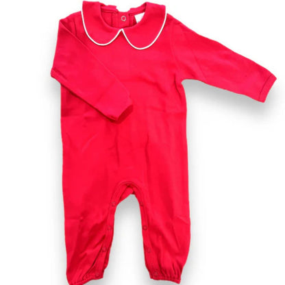 Valentines Boys Piped Edge Collared Romper