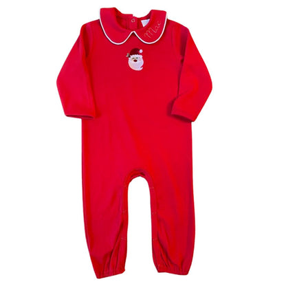 Christmas Boys Piped Edge Collared Romper