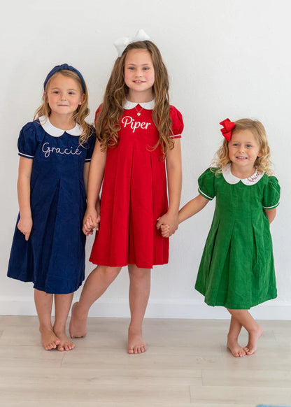 Christmas Corduroy Pleated Dress