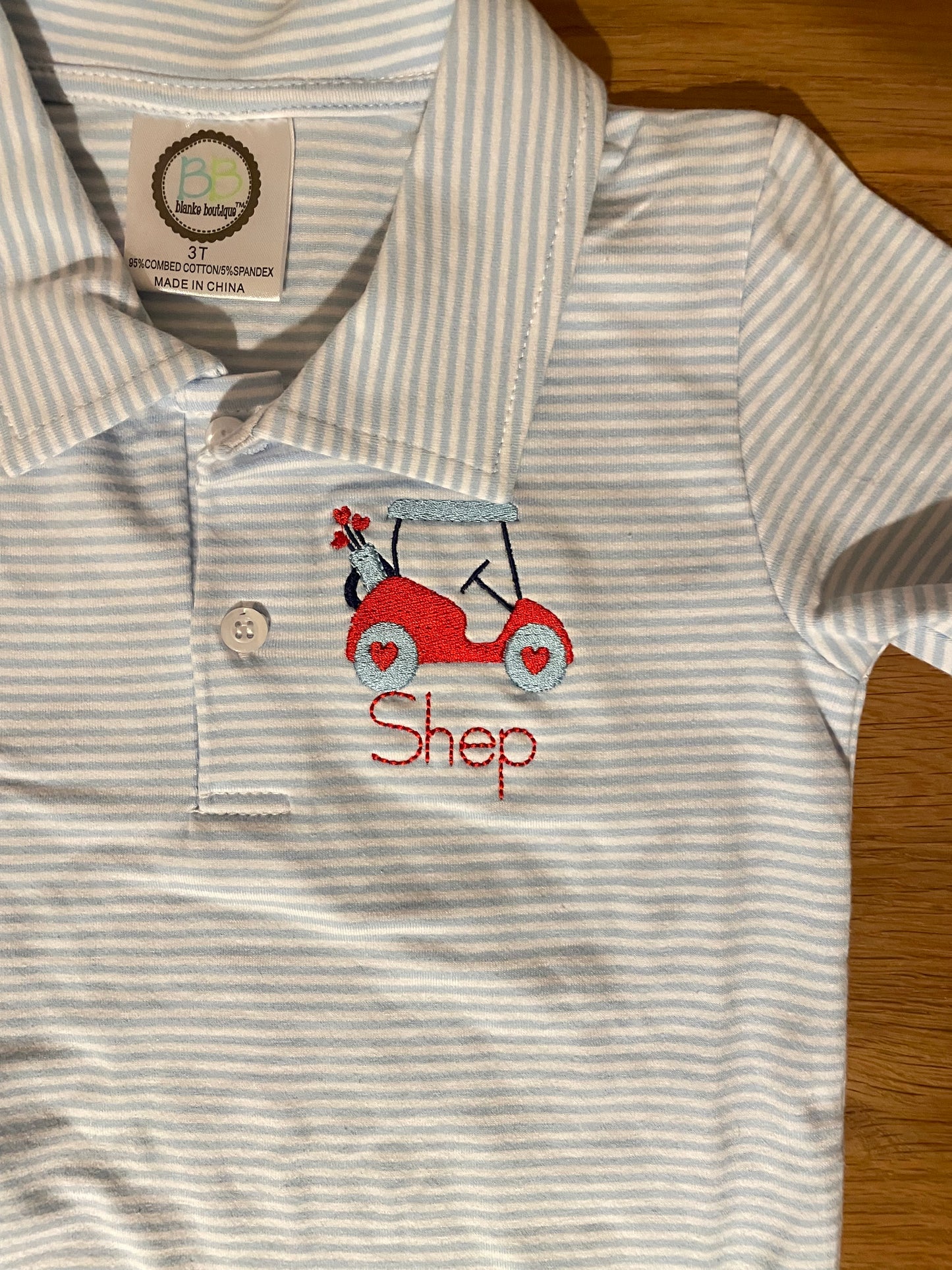 Valentines Stripe Boys Collared SS Shirt