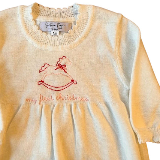 Christmas Sweater Knit Newborn Gown