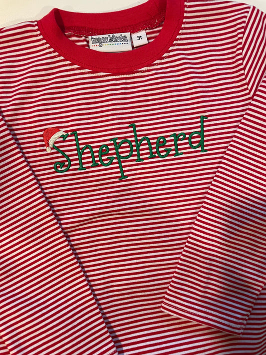 Jingle Bells Santa Hat Striped T Shirt