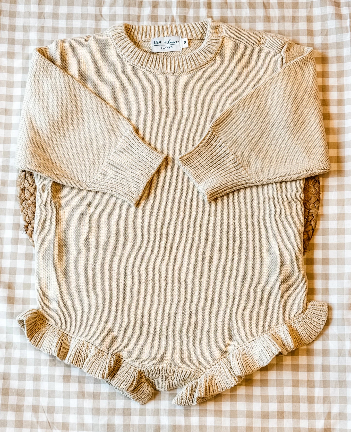 Long Sleeve Knit Ruffle Romper