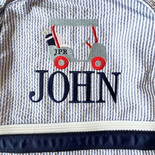 The John Golfcart Seersucker Backpack