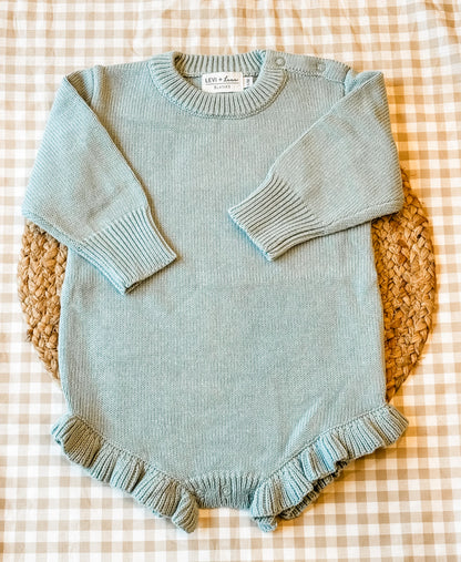 Long Sleeve Knit Ruffle Romper