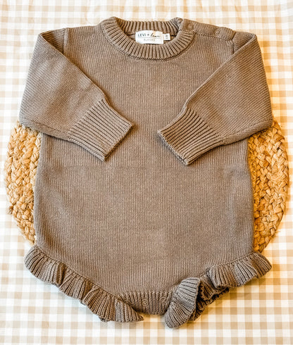 Long Sleeve Knit Ruffle Romper