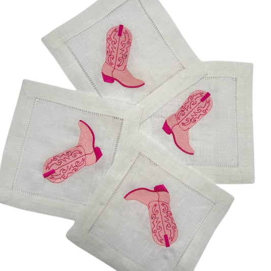 Pink Cowgirl Boot Cocktail Napkins