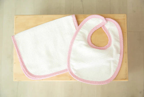 Custom Seersucker Edge Waffle Cone Bib & Burp Cloth