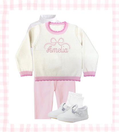 Pink and Cream - Scallop Sweater