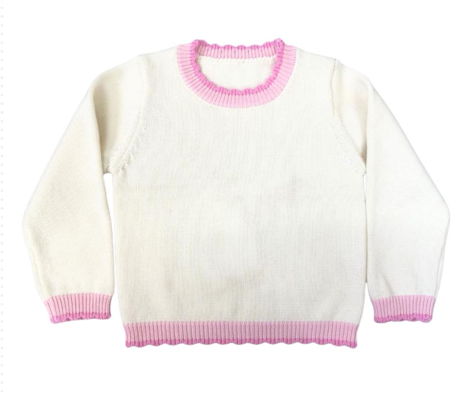 Pink and Cream - Scallop Sweater
