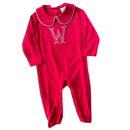 Valentines Boys Piped Edge Collared Romper