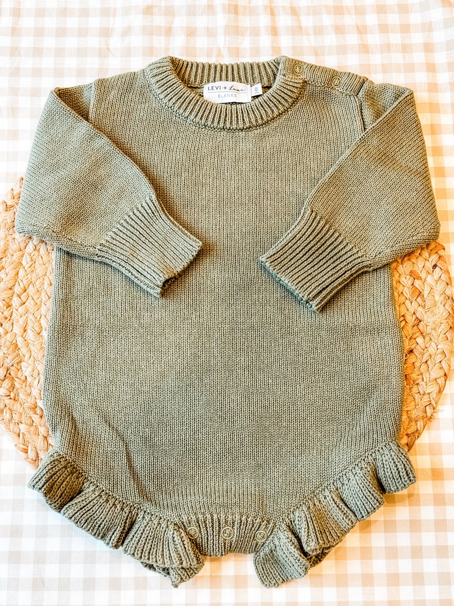 Long Sleeve Knit Ruffle Romper