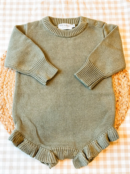 Long Sleeve Knit Ruffle Romper