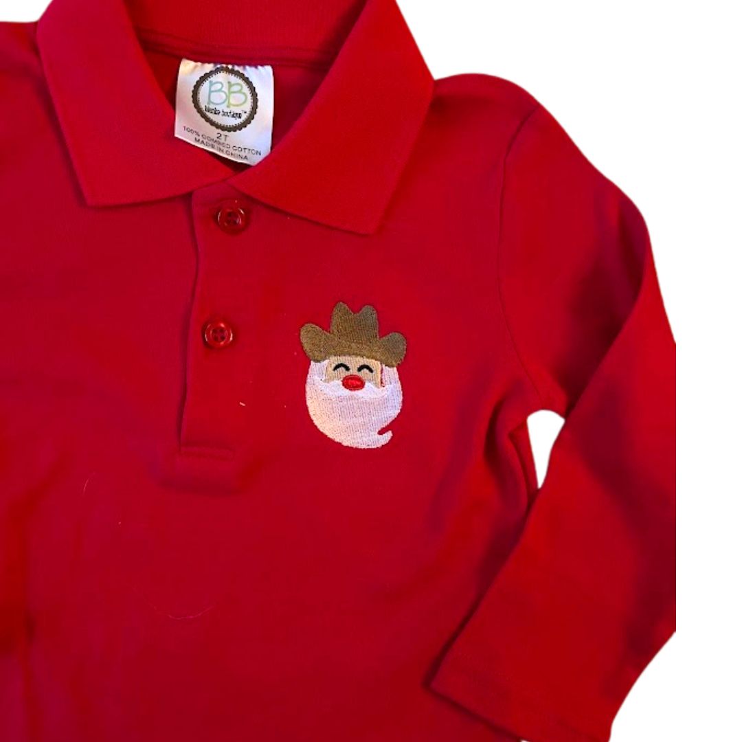 Christmas Boys Long Sleeve Collared Shirt