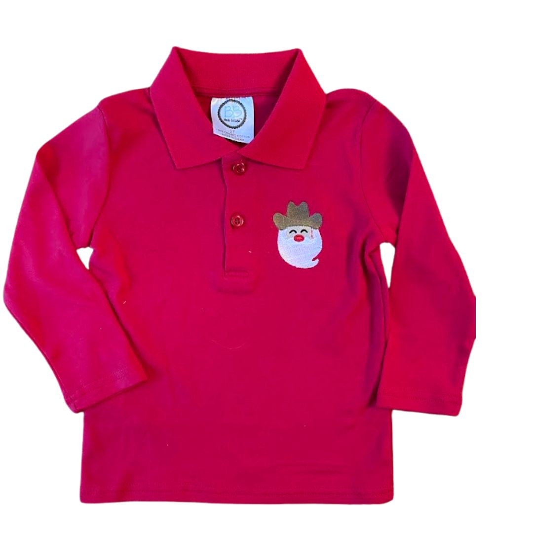 Christmas Boys Long Sleeve Collared Shirt