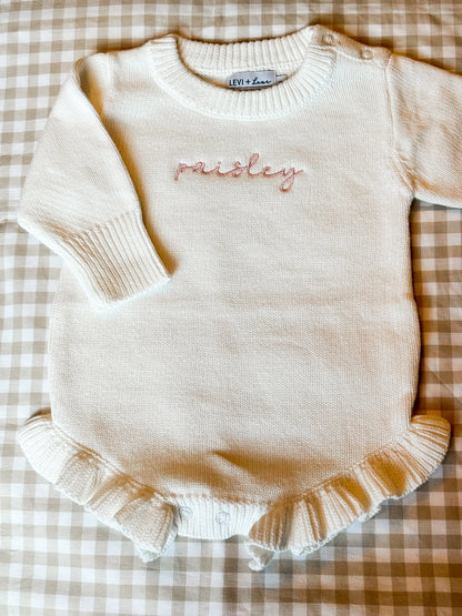 Long Sleeve Knit Ruffle Romper