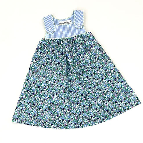 Girls Gingham and Floral Tab Dress